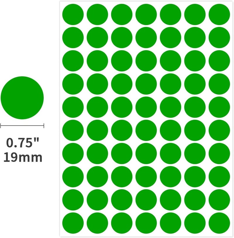 Lrogoe 1400 Pcs Green Dot Stickers 3/4" Round Color Coding Label Circle Stickers Colored Dots for Office,Classroom,Papers - Image 2